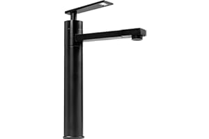 RongJ Wasserhahn Schwarz Bad Hoch, Waschtischarmatur Schwarz Matt Hoch,Armatur Waschbecken Gäste wc