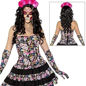 Corsé sexy calaveras Corpiño Día de los muertos Outfit Halloween fiesta mexicana Top La Catrina Parte de arriba Sugar Skull Corpiño calavera