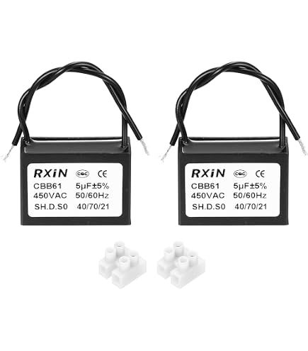 BM CBB61 Ceiling Fan Capacitor - 5µF 2-Wire Motor Run Capacitor For Fan Speed Repair