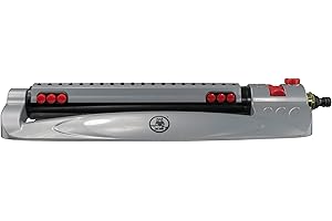 AP SUPPLIES Metal Turbo Oscillating Sprinkler with 20 Nozzles, 385m² Coverage, Adjustable Range, Flow Control & Quick Click Hose Lock – Durable Garden Watering System with Clog-Resistant Turbo Motor