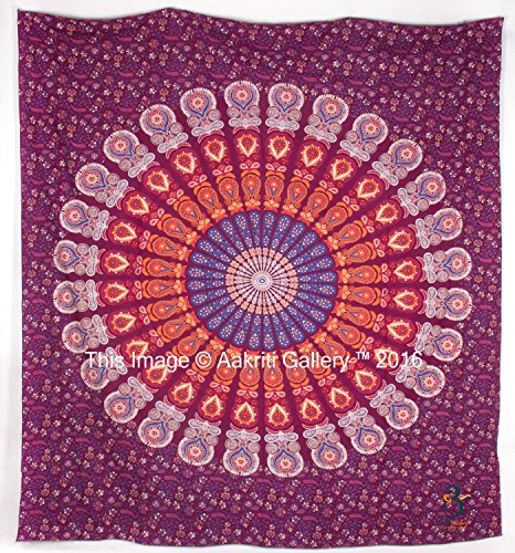 Tapestry Queen Maroon Barmeri Beach Sheet Indian wall Hanging Mandala BedSpread Dorm Decor Bedspread Tapestries 92×82 Inches Aakriti Gallery - 5