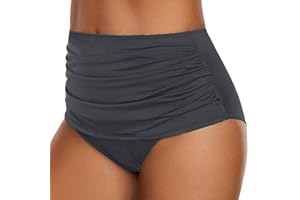 Generico Pancia Piatta Costume Modellante Costume da Bagno Donna Bikini in Vita Slip Arricciato Pantaloni a Pancia in su Costumi da Bagno di Controllo Tankinis Set