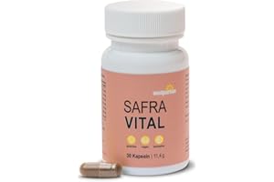 ‎WELLPURSAN GMBH Wellpursan Safra Vital Kapseln – 30 Safran Kapseln mit Safranfäden-Extrakt, Kakao-Fasern & Rhodiola-Rosea, natürliches Nahrungsergänzungsmittel zur Unterstützung bei Müdigkeit & Stress