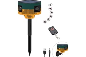 QXMH Allarme con sensore di movimento solare per esterni: suono di sparo di cane che abbaia, sirena ad alto volume da 129 dB, supporto per la registrazione, 13 tipi di suono con telecomando (1 Pack)