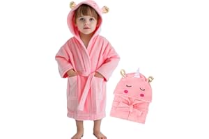 WYTbaby Albornoz Niños Polar Bebé Albornoz Con Capucha, Suave y Absorbente Albornoces Para Niña Niños