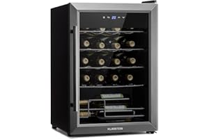 KLARSTEIN Ultimo Uno - Cave à vin avec régulateur de température : 5-8 °C, cave de service avec panneau de commande tactile, capacité 20 bouteilles, volume total de 53 litres, noir