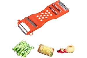 Auriselle Pelapatate Multifunzionale Taglia Verdure Taglia Carote Pelapatate 6 in 1 Lame in Acciaio Inossidabile per Verdure e Pelapatates Multifunzionaleper la Ristorazione (Rosso)