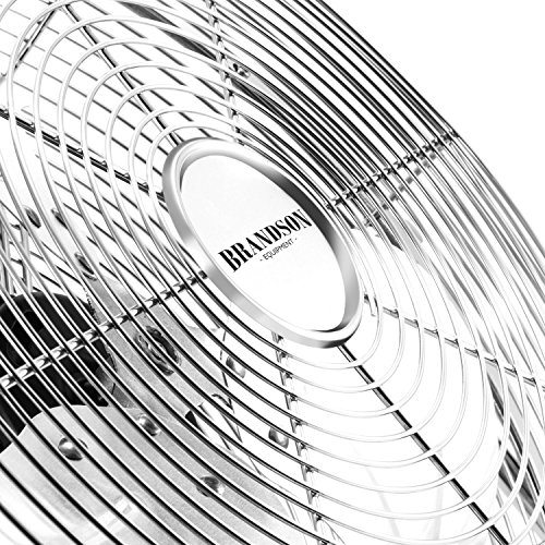 Brandson – Retro Windmaschine 120W / Ventilator in Chrom (Retro-Design) | Standventilator 50cm | Tischventilator / Bodenventilator | stufenlos neigbarer Ventilatorkopf | aus Vollmetall (verchromt) - 3