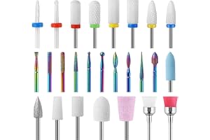 MOBUMEIA 26 Stück Keramik Nagelfräser Bits Professioneller Nagelfräser Aufsätzeaus Entfernen Gel Acryl Nagelhaut Diamant Nagelbohrer für Maniküre Pediküre