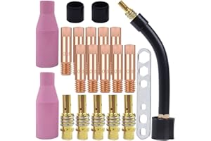 QAQGEAR 21 Piezas MB15 15AK Punta de Contacto M6 Soporte de Puntas difusor boquillas de cerámica Cuello de antorcha para MB15 15AK MIG/mag antorcha de Soldadura (Punta de Contacto 0,8mm)