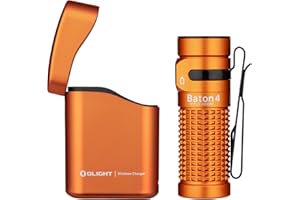OLIGHT Baton 4 Kit Lampe Torche LED Rechargeable Alimentée avec Chargeur sans Fil Haute Puissance 1300 Lumens 170m 190 Jours D'autonomie Max Étanche IPX 8 pour Le Camping Voyage d'Urgence