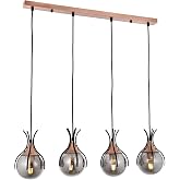 Avonni AV-60161-4Y-BSY Black Painted Modern Chandelier, E27, Metal, Glass, 70x13 Cm