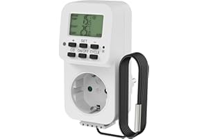 PERFECT EQUIPMENT FOR YOUR HOME Perfect termostat gniazdkowy – regulacja temperatury – 5–30°C – 3500 W – 230 V/16 A – do urządzeń grzewczych i chłodniczych – z kablem o długości 1,9 m