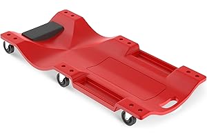 HENGMEI Chariot de Visite Mécanicien Planche de Travail Planche à roulettes avec 6 roulettes à roulement à Billes à 360° et Appui-tête, 102x48cm