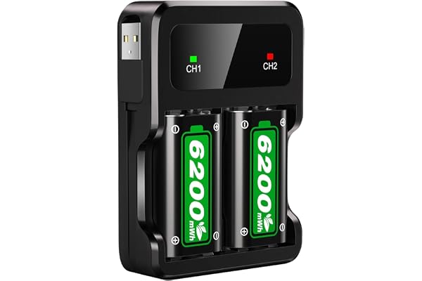 Batterie pour Xbox One/Xbox Series X/S, 2 x 6200mWh Battery 28 Heures de Temps de Jeu Rechargeable Batteries pour X-Box Series X|S/X-Box One/S|X/Elite Manette