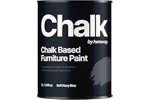 HEMWAY Soft Navy Blue Chalk Style All-in-One Matt Paint for Furniture, Home Decor, Cabinets, Crafts, Eco-Friendly, Matt Paint, Shabby Chic, Chalky Finish, Walls, Wood, Doors, Tables, Chairs - 1L