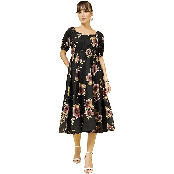 Buy WAYF Women's Lucca Gathered Midi Dress, Blue Organza Stripe, X-Large at  Amazon.in