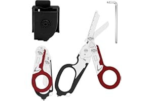 ZENGJUNWEI Trauma Ciseaux de sauvetage 6 en 1 pliables Trauma Ciseaux d'urgence, ciseaux à pansements avec coque K, clé pour services d'urgence professionnels, camping en plein air (noir et rouge)