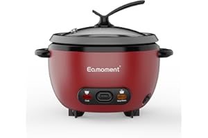 Eamoment ERC-5P07RD 1L | 400W Cuiseurs à riz & insert vapeur Warm & Cook 1-5 personnes marmite à revêtement antiadhésif, cuillère à riz et tasse à mesurer