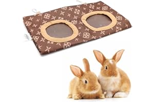 NHQZ Kaninchen Heutasche Meerschweinchen Futterstation Futterspender Kleintiere Heutasche Futtersack für Hase Chinchilla Hamster Kleine Tiere (2 Fenster), 1 Stück