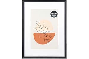 KAIWIN Picture Frame 30 x 40 cm Black with Mount 21 x 30 cm (A4), Picture Frame 30 x 40 cm, Wooden Frame with Acrylic Glass for Hanging, for Photos, Posters, Puzzles, Poster Frame