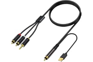 AMANKA DAC Digital zu Analog Audio Koaxial zu L/R RCA Wandler, Koaxial Eingang Analog Stereo RCA L/R und 3.5mm Klinke Ausgangskabel Signalwandler,150cm lang mit Netzadapter für HDTV DVD Sky HDTV Box