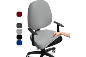 BALLADHOME Pokrowiec na Krzesło Biurowe Rozciągliwe Pokrowce na Krzesła Biurowe Pokrowiec na Krzesło Komputerowe Oddzielny Uniwersalne Zmywalne Narzuty na Krzesła Komputerowe (Jasnoszary, 1 Sztuki)-F