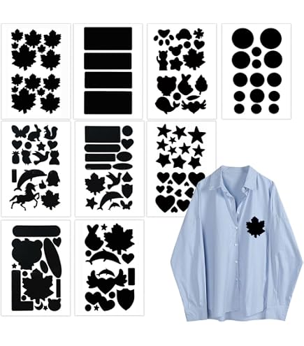 Kit De 8 Feuilles De Patches Auto-adhésifs Noirs - Formes Variées (ours, Flocon, Lune…) - Pour Réparer Doudoune, Jean, Sac, Tente