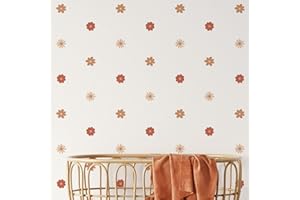 Neukids Boho Red Daisies Children's Wall Stickers Girls Wall Decals Nursery Stickers for Kids Bedrooms Livingroom Kindergarten Window Wall Decor