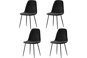 AINPECCA Set of 4 Velvet Dining Chairs Fabric Upholstered seat with Metal Legs Dressing Lounge Home (4, Black)