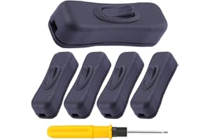 Acmerota Interruptor intermedio negro, interruptor en línea, interruptor de lámpara, 125V, 1A, Cable de conexión, interruptor de Cable para pequeños electrodomésticos o lámparas, 5 Uds.