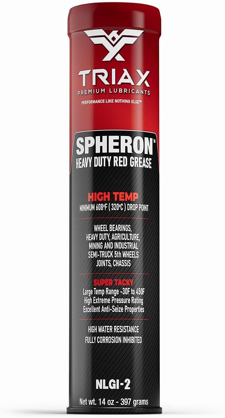 TRIAX Spheron HT - Grasa Roja Consistente e Impermeable - Alta Temperatura 204 °C y Presión Extrema - Para Rodamientos, Quintas Ruedas, Chasis y Juntas - Cartucho da 400 g