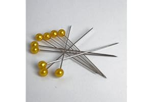 N.A. 100 Perlennadeln Perlen Anstecknadeln Hochzeitsnadeln Nadel D 6mm L 65mm Pelkopf Dekonadel, Farbe:gelb