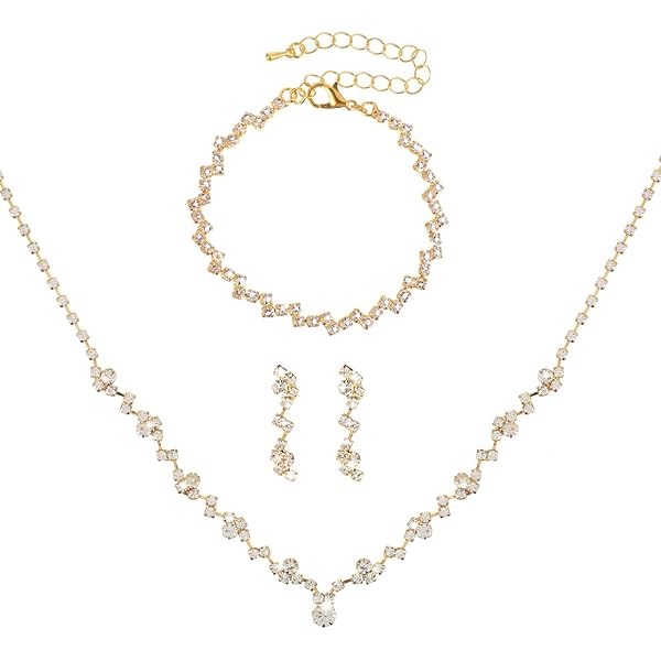 TTPSRY Tropfenform Kristall Schmuckset 3-teilig - Halskette, Ohrringe & Ring Für Damen