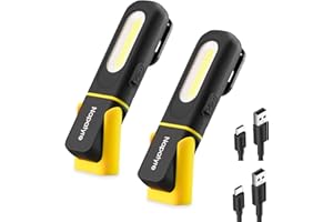 Napatyre LED Torch Inspection Lamp, 800LM Rechargeable LED Work Light with Hanging Hook & Magnetic Base, 360° Rotate 3 Modes Portable Flashlight Magnetic Work Light for Home Work Emergency, 2 Pack