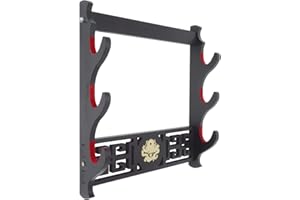 Cohki Porte-éPéE Montage Mural Velours Rembourré Katana Stand Samurai Porte-éPéE PréSentoir Style Dragon-3-Tier