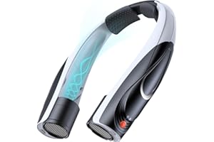 Tomatofrydan Ventilatore da collo portatile, 6000 mAh, 6 velocità, ventilatore a collo portatile, con flusso d'aria a 360°, mani libere, ventilatore USB personale (bianco e nero)