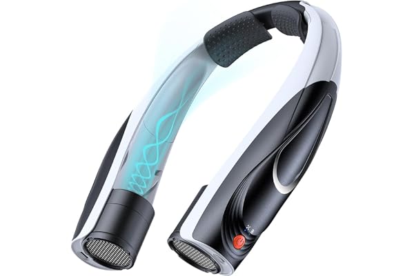 Tomatofrydan Ventilateur de nuque portable 6000 mAh - 6 vitesses - Avec flux d'air de refroidissement à 360° - Mains libres - USB personnel - Noir et blanc
