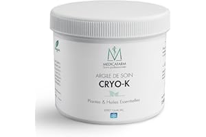 MEDICAFARM - Argile de soin CRYO-K - Aux plantes et huiles essentielles - Effet glacial - Aide à soulager les douleurs et améliorer confort circulatoire - pot 250 g