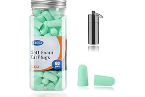 ‎EXGOX EXGOX Super weiche Schaumstoff-Ohrstöpsel,38dB höchster SNR, 60 Paar,Einheitsgröße,passt praktisch jedem Träger,bequem zum Schlafen,Schnarchen,Lernen,Reisen, Konzerte,laute Geräusche