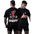 The Zoo Zoo Store Oversized Loose Baggy Fit Drop Shoulder Half Sleeves Pure 100% Cotton Heavy Premium Fabric Gym Deadlift Design T-Shirt for Men