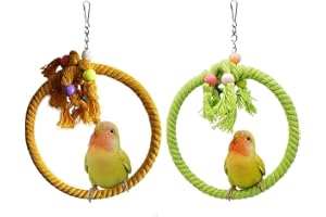 ZEACCT 2 Pièces Anneau de Corde de Coton pour Oiseaux, Balançoire pour Oiseaux, Anneau de Corde de Coton de Balançoire D’Oiseau, pour Perruche, Calopsitte, Canari, Perruche