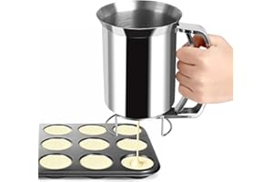 PBUSPU Distributeur de pâte à Crêpes en Acier Inoxydable，Distributeur de Pâte 800ml Acier Inoxydable pour Les Crêpes, Les Desserts, Les Cupcakes et Les Gaufres