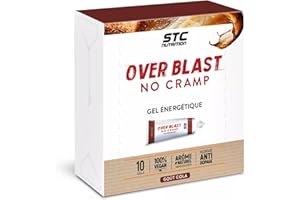 STC NUTRITION - Over Blast® No Cramp - Gel énergétique pour le sport - Nutrition sportive - Limite les sensation de lourdeurs dans les jambes - Texture liquide - 10 dosettes - Goût Cola