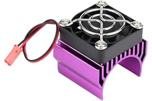 Dilwe RC Motor Heat Sink with Cooling Fan, RC Heat Sink Cooling Fan for 1/10 Scale Electric RC Car 540/550 / 3650 Motor Replacement Upgrade Part Accessory(Purple)