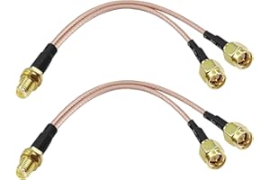 XMSJSIY SMA Y rozdzielacz kabel SMA gniazdo do podwójnego męskiego koncentrycznego RG316 przedłużacz kabel adapter do karty sieciowej GSM/GPRS/WiFi - 15 cm - 2 szt
