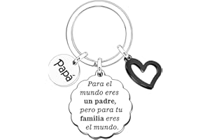 Angelra Regalo del Día del Padre Llavero Papá de Hombre Colgante Grabado Regalo Familiar Para el Mundo Eres un Padre, Pero Para tu Familia Eres el Mundo