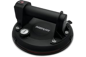 NOVA Ventouse Electrique, ventouse carrelage, ventouse vitre, ventouse carrosserie, ventouse dalle grès cérame, ventouse marbre. Outillage professionnel avec manomètre. Capacité 200kg, diamètre 20cm.