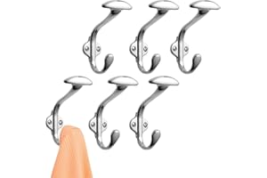 mDesign 6 Ganci Appendiabiti da Ingresso, Camera, Cameretta, Guardaroba - Sei Ganci Attaccapanni a Muro - Materiale per Montaggio in Allegato - Colore: Cromato