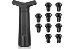 Honeyes Pompa per vino Pompa per Vuoto in Acciaio Inox Wine Saver Utilizzato per la Conservazione del vino, la pompa del vino viene utilizzata per rimuovere l'aria e la (1+10 pezzi)